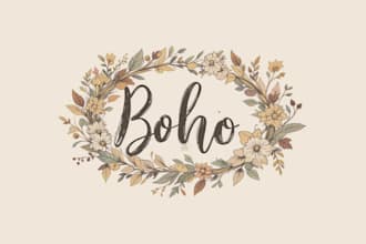 design minimalist feminine, boho, botanical, hand drawn logo