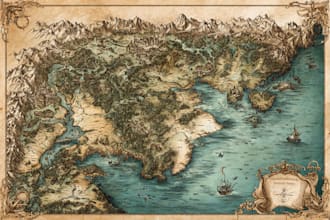 draw custom fantasy map illustration map event or city map