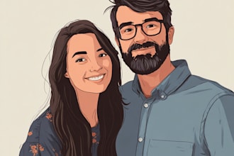draw your couple into lovely disney cartoon portrait