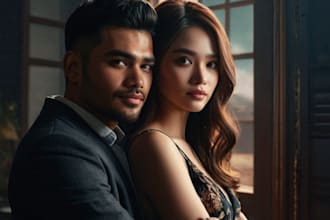draw couple portrait illustration
