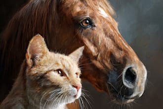 draw realistic digital pet portrait dog, cat, horse