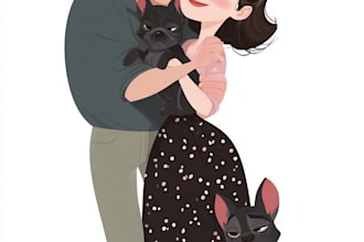 make a disney family couple cartoon portrait