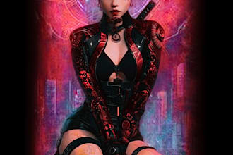 do a cyberpunk anime art