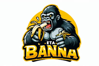 make unique gorilla with banana logo t shirt design