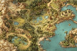 create a fantasy rpg map, battle map, or world map animation