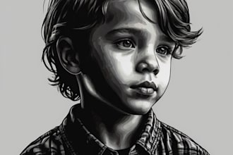 create vector line art portrait illustration silhouette for