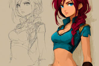 draw anime and game style characters art
