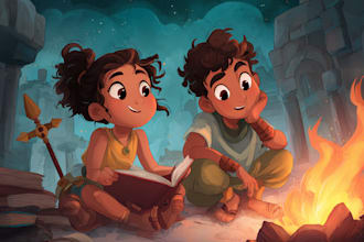 children story book illustration, cartoon comic book