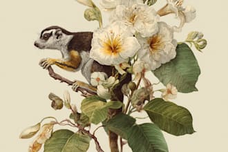 illustrate botanical and animal linocut illustration