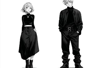draw romantic couple portrait in manga style