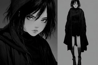 draw anime art and colored manga illustration