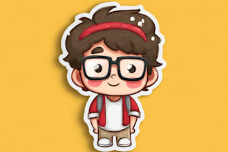 draw cute cartoon character, mascot, stickers
