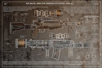 design weapons or any military type blueprints or wall posters