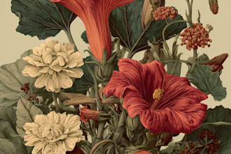create digital botanical illustrations of florals, plants,