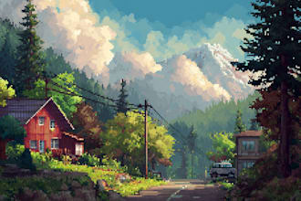 make pixel art scene or background