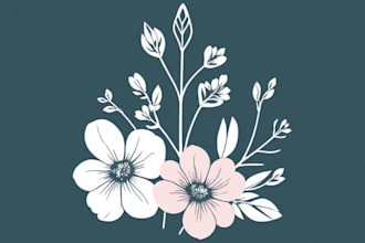 create vintage botanical, mystic, logo design illustration