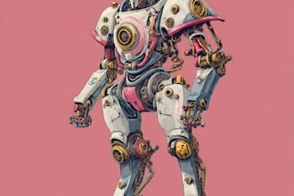 draw anime style mecha robot illustrations