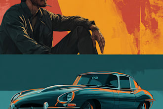 illustrate a car into a portrait illustration