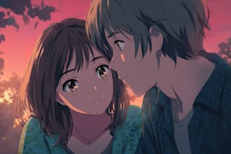 draw anime couple illustration in my anime manga style