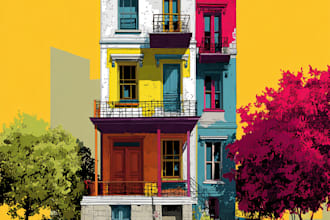 draw your house or buildings into amazing colorful pop art