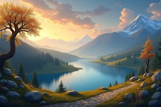 draw fantasy storytelling landscape, background illustration