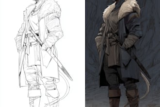 draw a fantasy character design and dnd character art