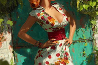 create an illustration of a pin up girl for you