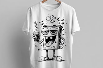 draw a funny slogan t shirt design
