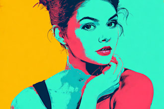 draw professional pop art colors style from your photo