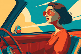 draw retro vintage illustration cartoon character