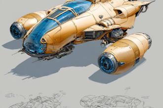 draw spaceship concept art or design a starship or scifi vehicle
