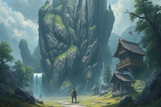 draw environment art in fantasy, sci fi, medieval style