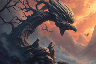 draw fantasy background and landscape