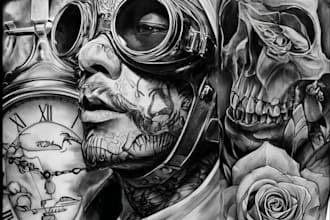 create a custom tattoo design , tattoo sleeve in realism