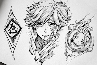 create anime tattoo for tattoo and t shirt