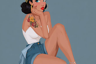 draw a pin up girl and pin up girl illustration