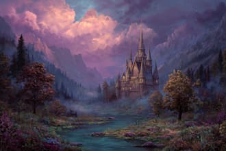 create pixel art background, landscape, illustration