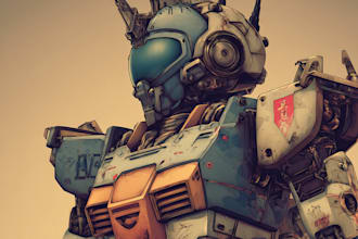 do anime style mecha robot illustrations