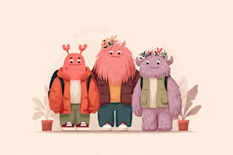 draw a cute and funny cartoon illustration