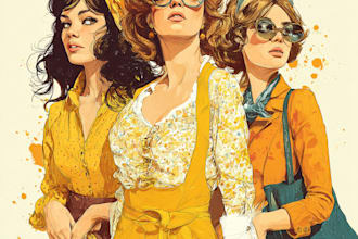 draw vintage illustration, 70s design and retro comic art