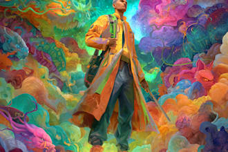 paint an expressive, colorful, abstract portrait