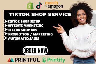 setup tiktok shop printify printiful seo,shopify print on demand tiktok shop ads