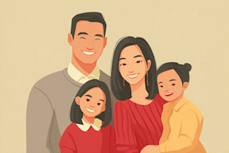 draw a vector art family portrait