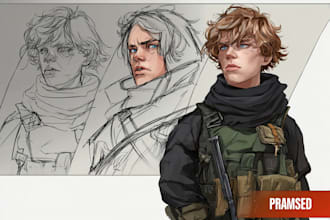 illustrate your custom character in semi realistic style