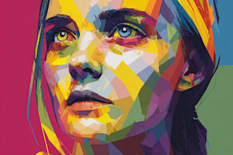 create a face into color vector art portrait