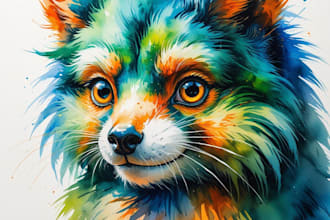 make a digital watercolor ffxiv character art or furry