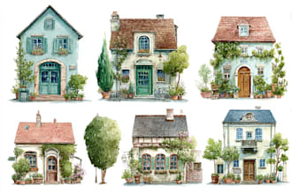 paint a charming watercolor house portrait illustration