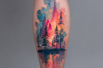 create colorful custom tattoo design, tattoo sleeve