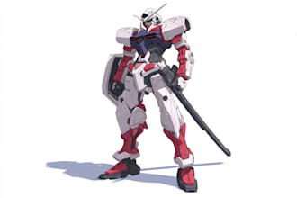 draw mecha, gundam and armor ilustration in my style