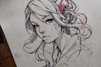 tattoo illustration anime style in lines